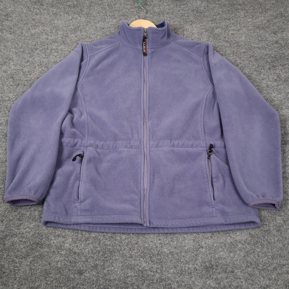 Vintage LL Bean Womens Fleece Jacket Purple Full Zip Casual Outdoor Size Medium‎